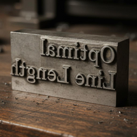 A linotype slug for the text "Optimal Line Length"