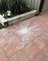 A mark left in the walkway where the meteor struck in July, 2024 outside Laura and Joe Kelly’s house in Prince Edward Island, Canada. The meteor is substantially smaller than the 1km wide Köfels meteor. Image Source